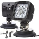 Proiector de lucru 9 LED cu întrerupător (prindere magnetică, cablu drept 2,5 m cu ștecher de brichetă) WAS 684.2* - 12V-24V